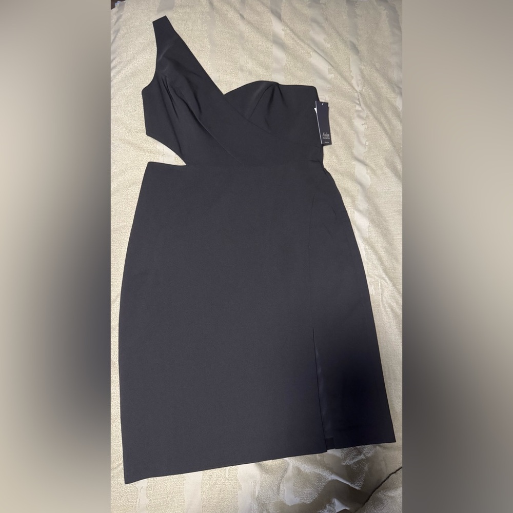 Aidan Mattox One Shoulder Black Dress